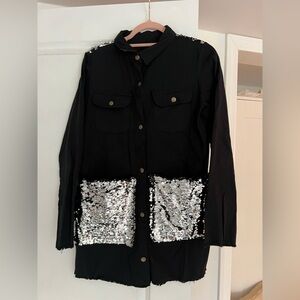 Black/Silver Sequin Pocket Women's Jacket